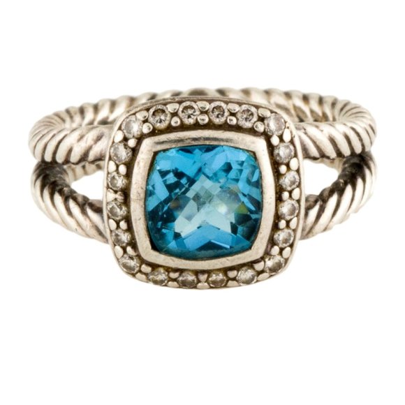 DAVID YURMAN DIAMOND & TOPAZ STERLING SILVER 925 ALBION COCKTAIL RING